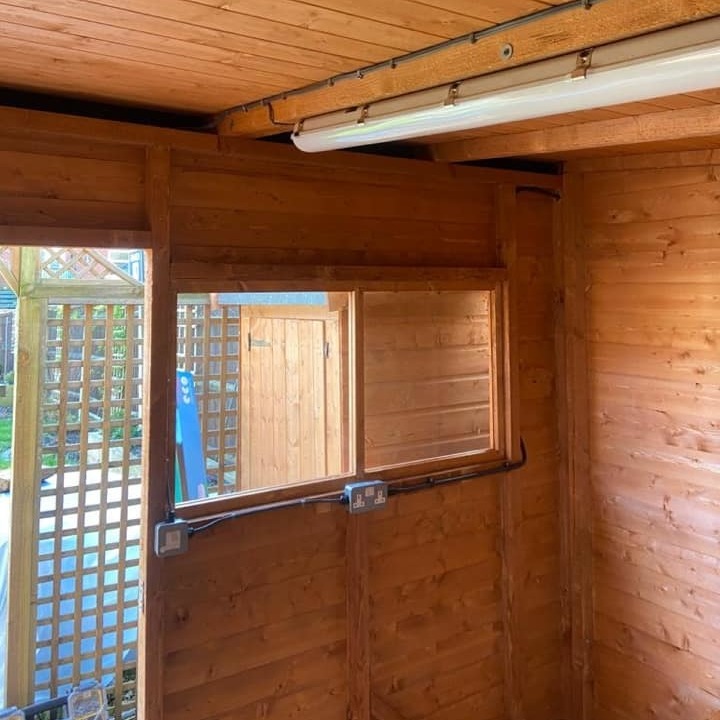 Electrical installation in garden shed